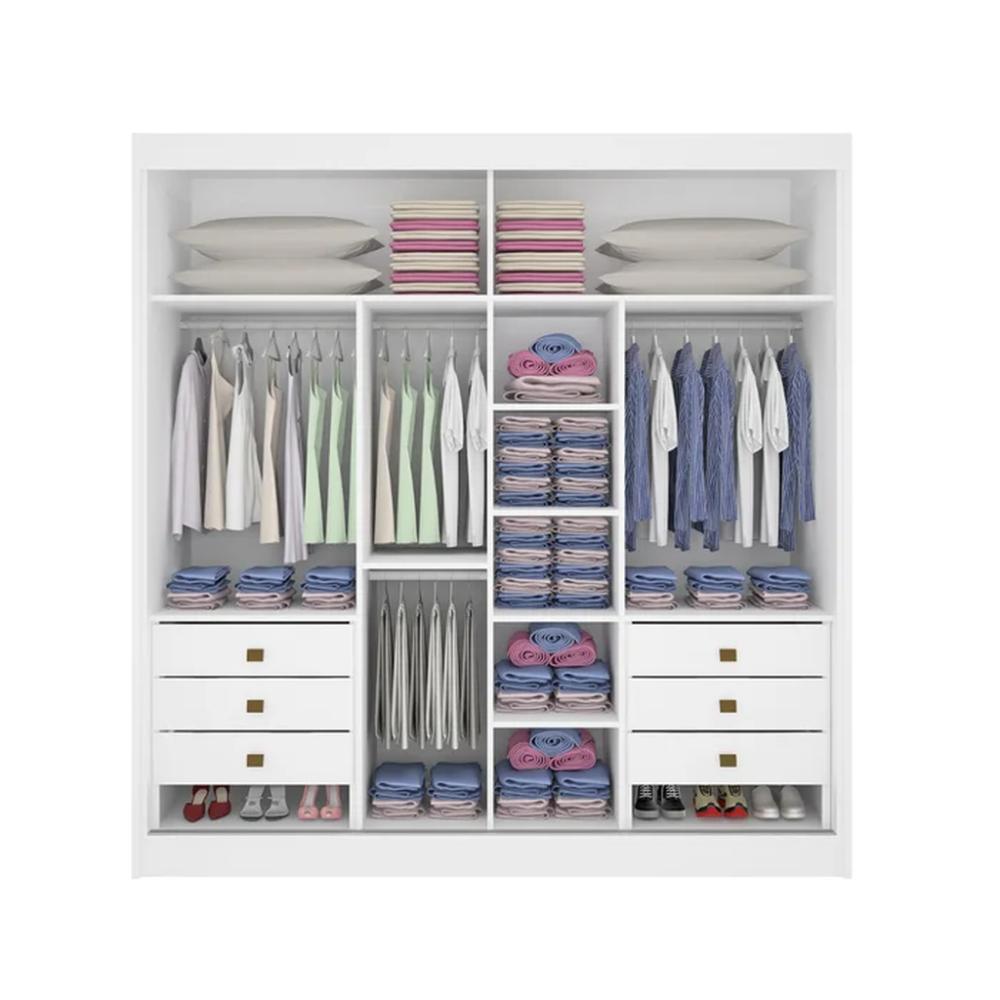 Guarda Roupa 2 Portas de Correr 6 Gavetas Cancun D'Doro Branco
