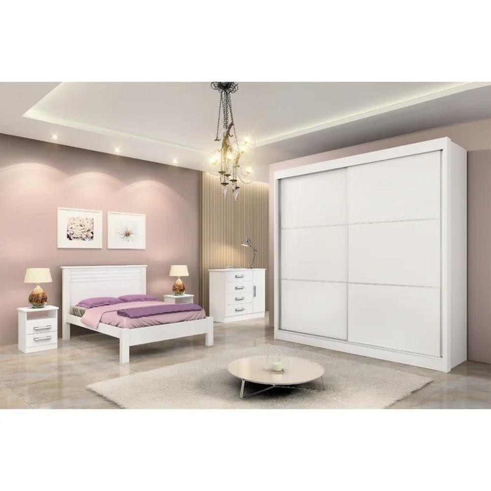 Guarda Roupa 2 Portas de Correr 6 Gavetas Cancun D'Doro Branco