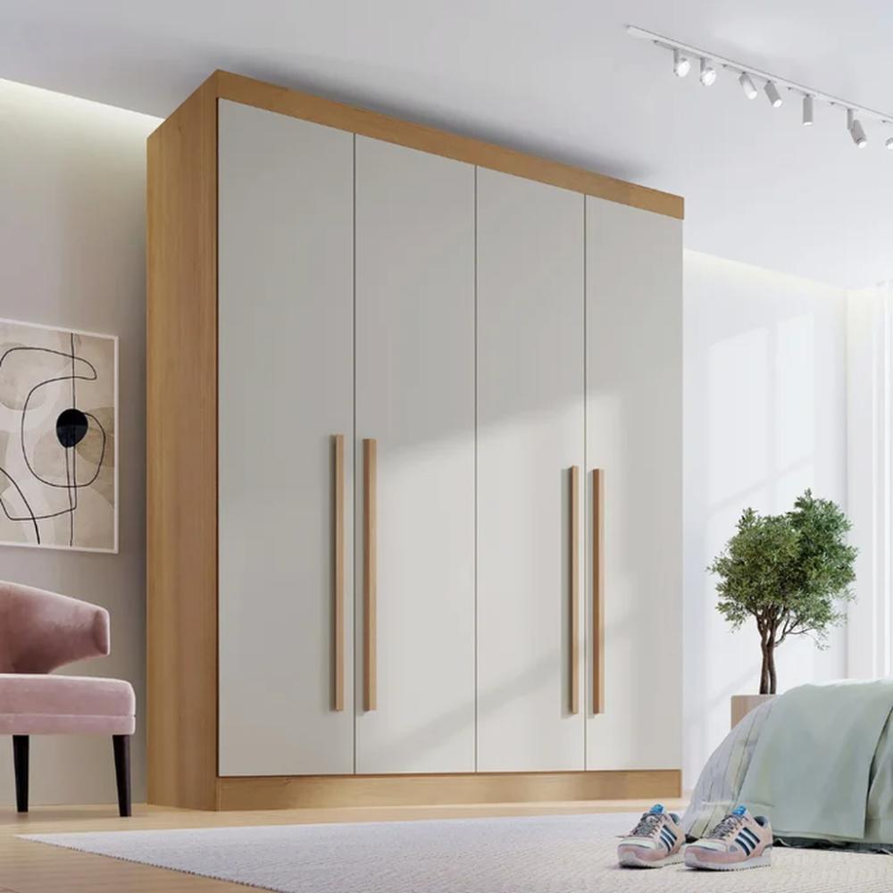 Guarda Roupa 4 Portas 3 Gavetas Da Vinci D'Doro Cinamono Off White