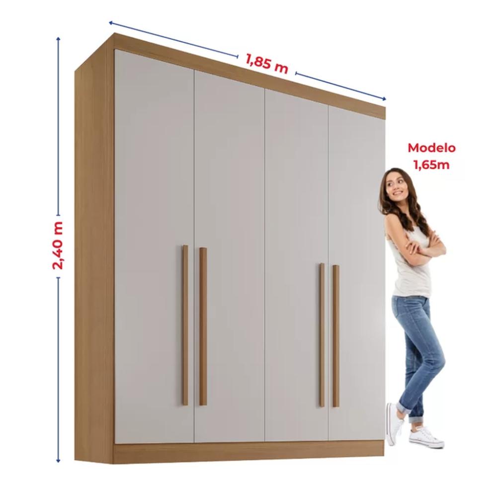 Guarda Roupa 4 Portas 3 Gavetas Da Vinci D'Doro Cinamono Off White