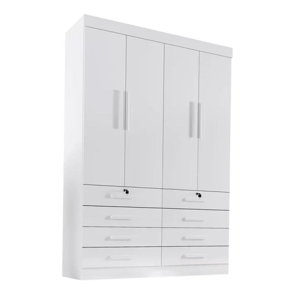 Guarda Roupa 4 Portas 8 Gavetas Mônaco D'Doro Branco