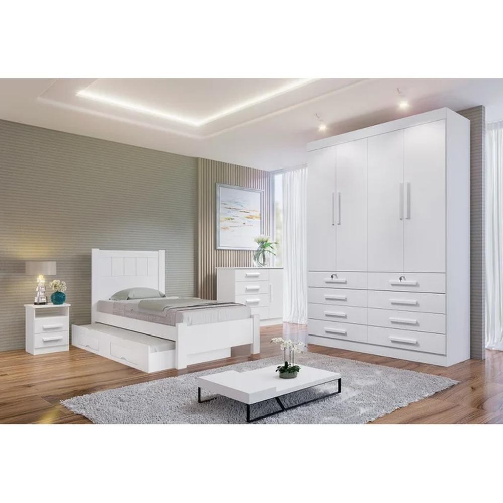 Guarda Roupa 4 Portas 8 Gavetas Mônaco D'Doro Branco