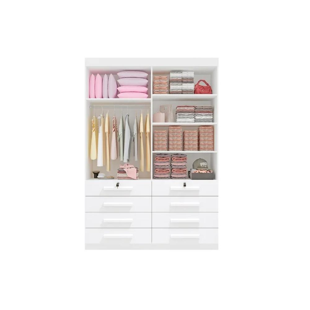 Guarda Roupa 4 Portas 8 Gavetas Mônaco D'Doro Branco