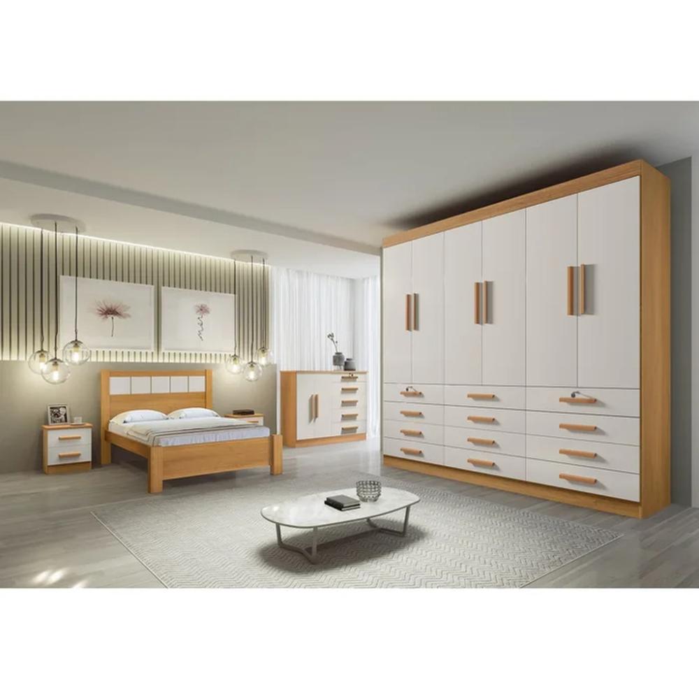 Guarda Roupa 6 Portas 12 Gavetas Mônaco D'Doro Cinamomo Off White