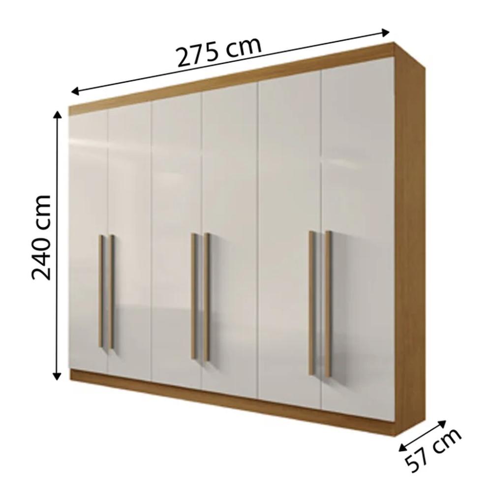 Guarda Roupa 6 Portas 6 Gaveta Vinci Plus Cinamomo Off White