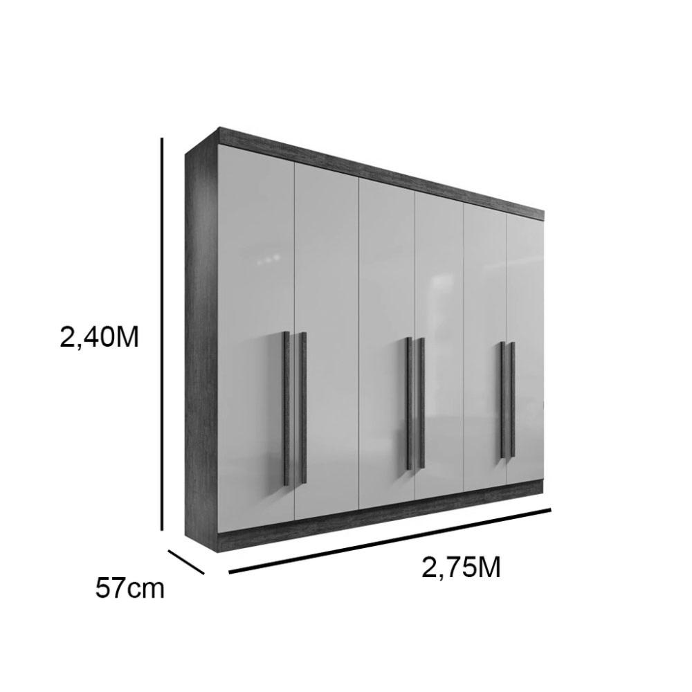 Guarda Roupa 6 Portas 6 Gavetas Da Vinci Plus Cinamomo