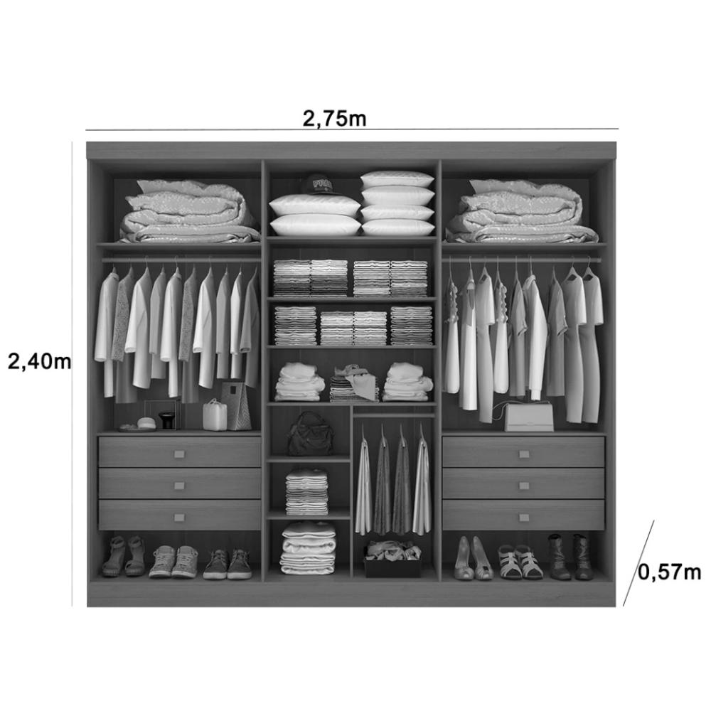 Guarda Roupa 6 Portas 6 Gavetas Da Vinci Plus Cinamomo