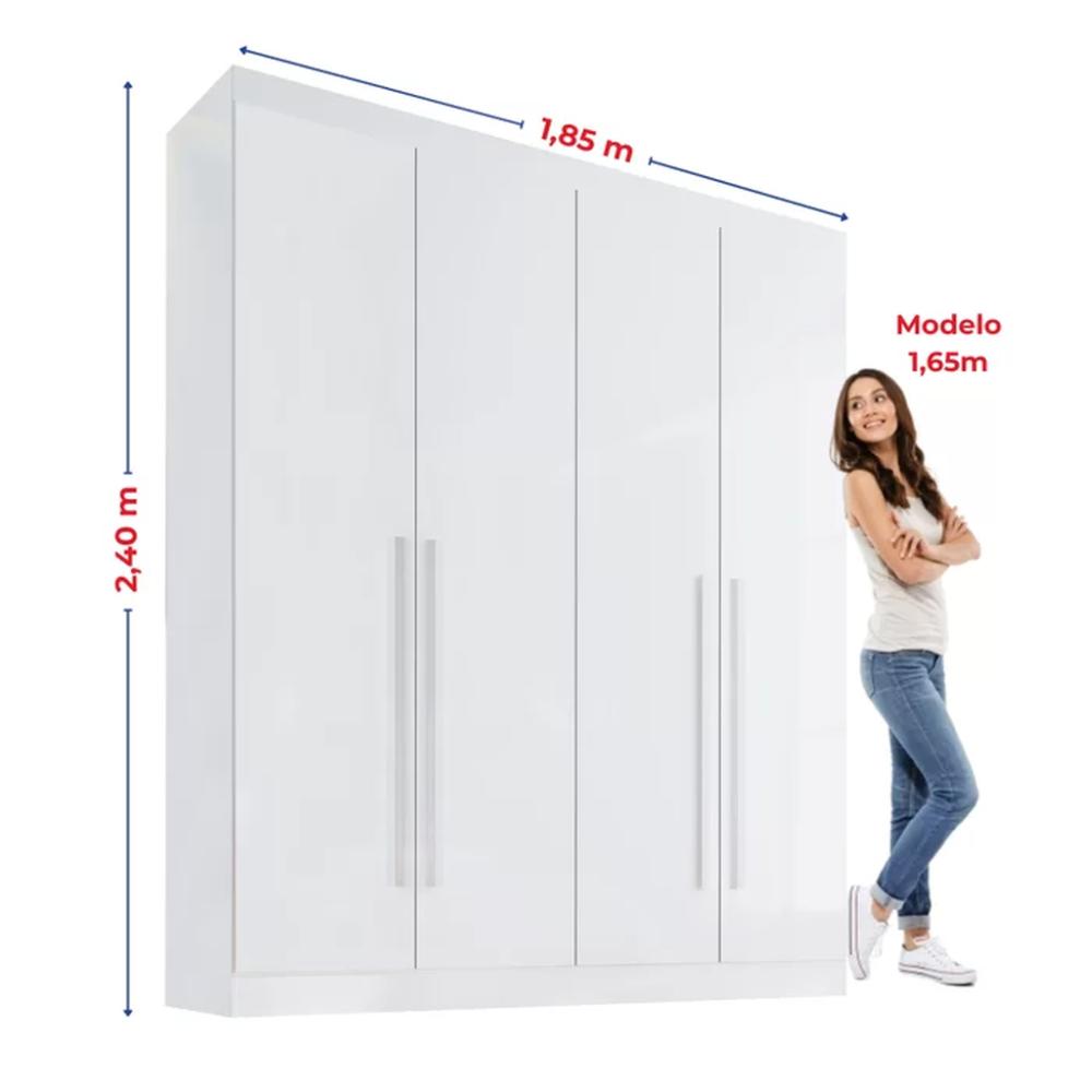 Guarda Roupa Da Vinci Plus Branco 4 Portas 3 Gavetas