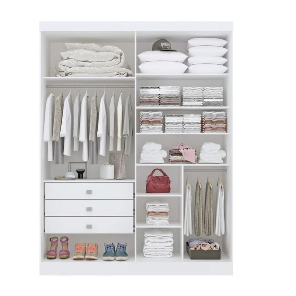 Guarda Roupa Da Vinci Plus Branco 4 Portas 3 Gavetas