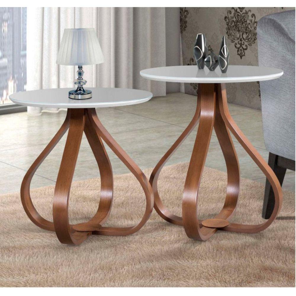 Jogo de Mesa de Canto Bella Redonda Off White