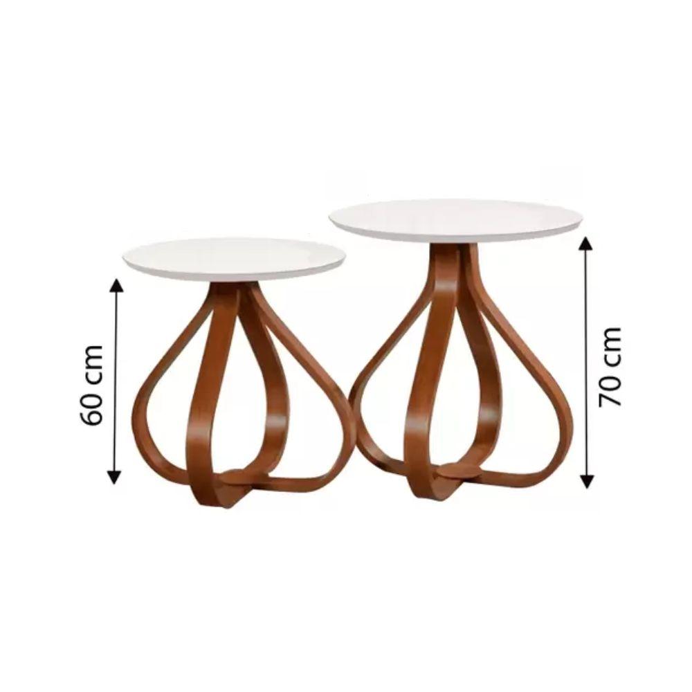 Jogo de Mesa de Canto Bella Redonda Off White