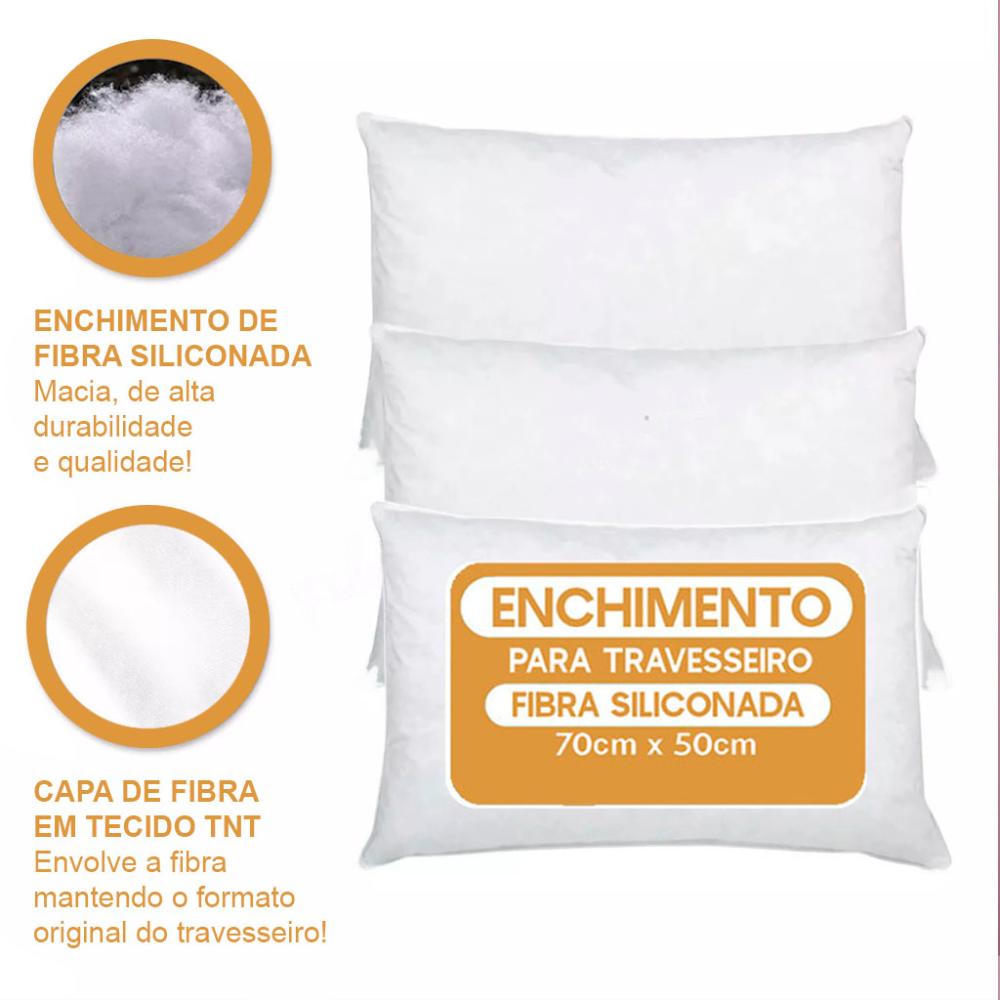 Kit 10 Travesseiros Hotelaria Fibra Pura Toque Macio 50x70cm