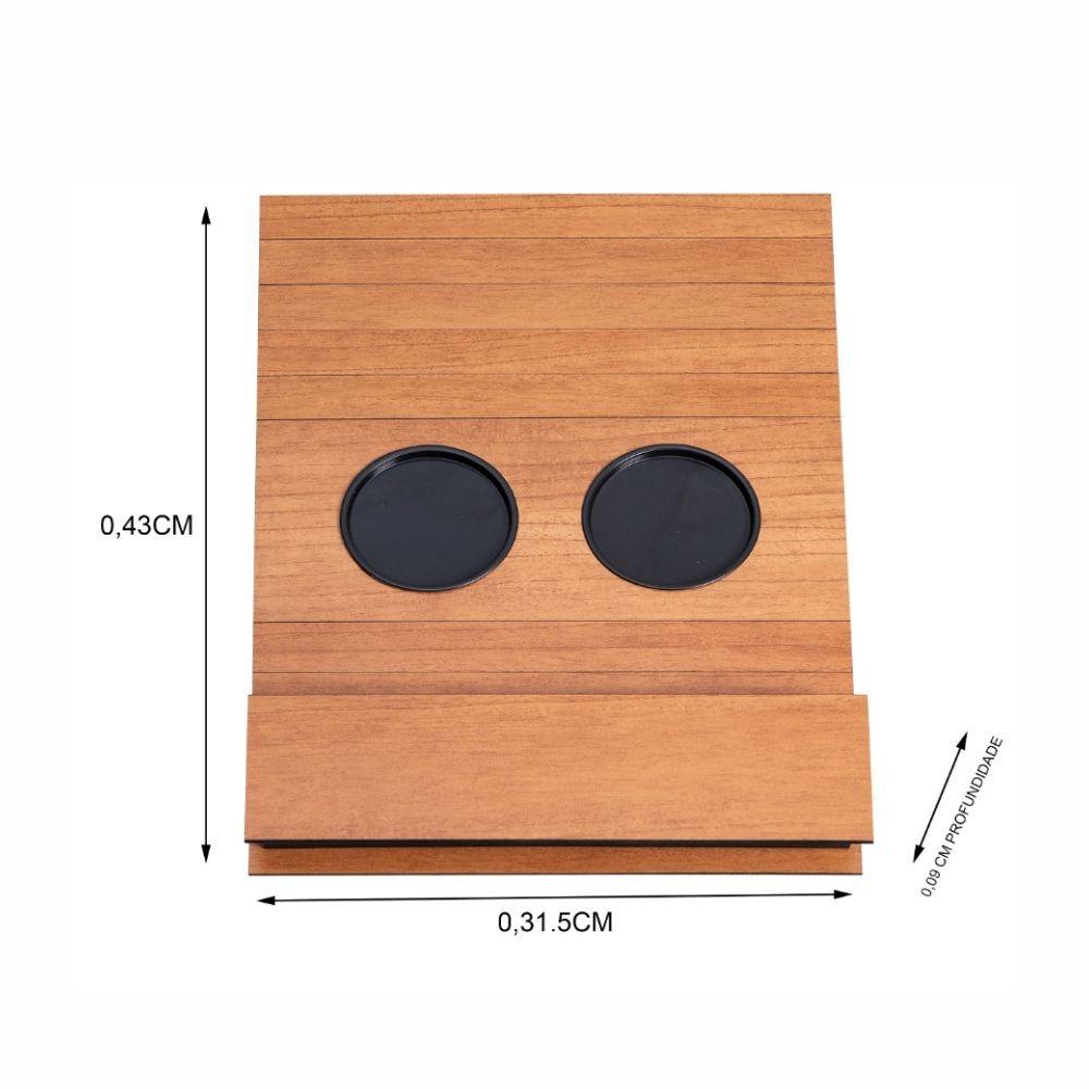 Kit 2 Bandeja Esteira para Braço de Sofá MDF Cinamono com Porta Copos e Controle