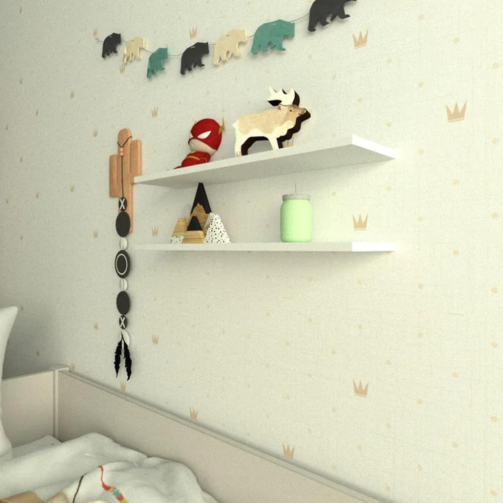 Kit 2 Prateleiras Suspensa Organizador Dormitório Infantil 60 X 15mm Cor Branco