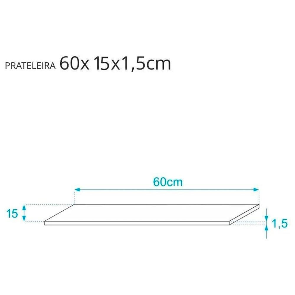 Kit 2 Prateleiras Suspensa Organizador Dormitório Infantil 60 X 15mm Cor Branco