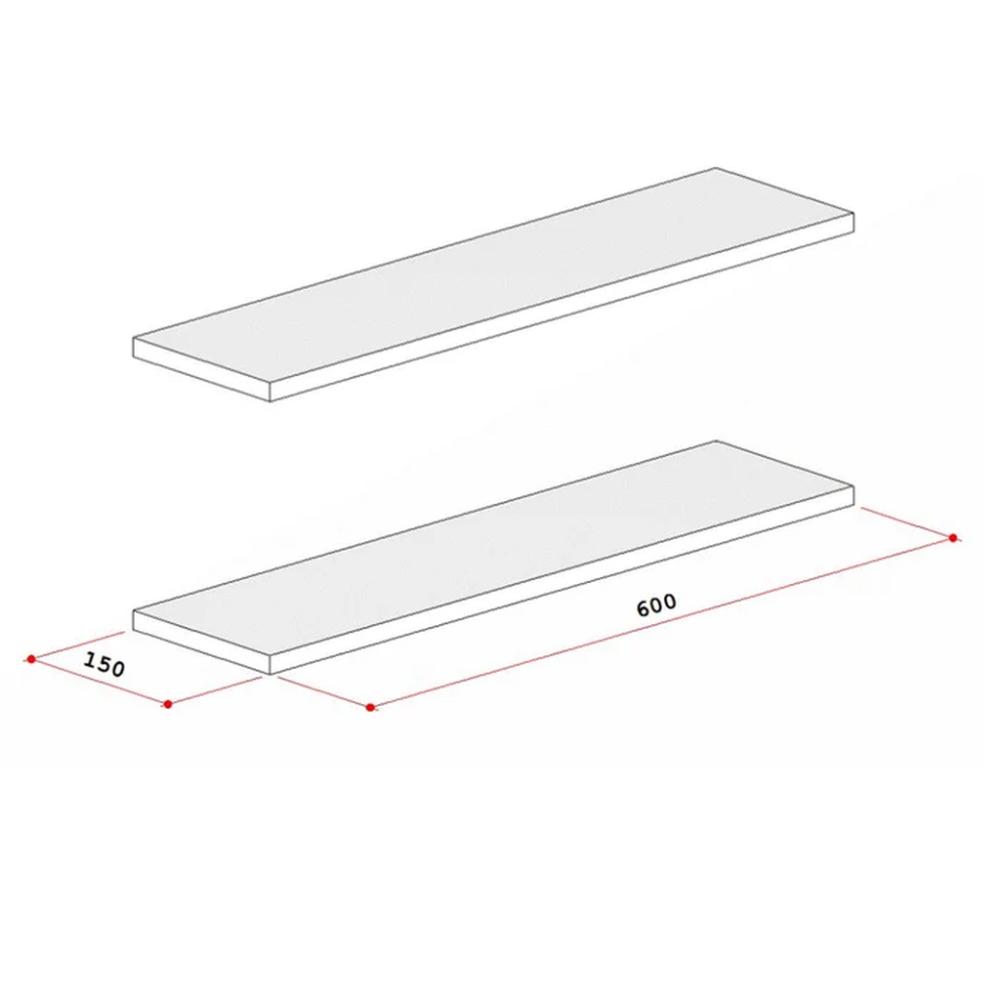 Kit 2 Prateleiras com Suporte Invisível 60x15 cm Branco