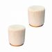 Kit 2 Puff Barcelona Linho Bege e Base Madeira