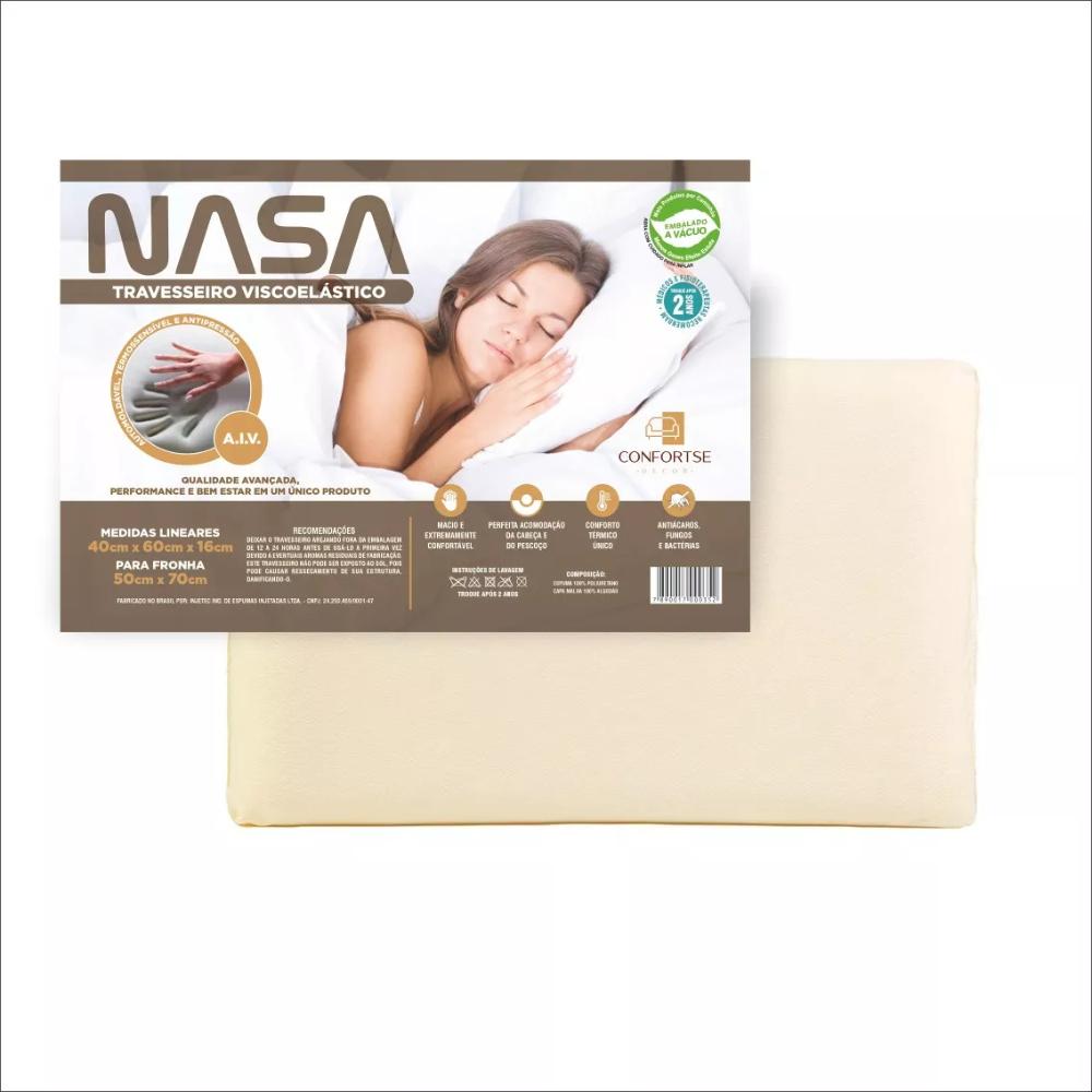 Kit 2 Travesseiros NASA Viscoelástico Médio 60x40 cm
