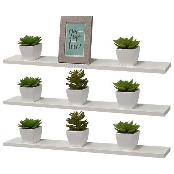 Kit 3 Prateleiras com Suporte Invisível 60x15 cm Branco