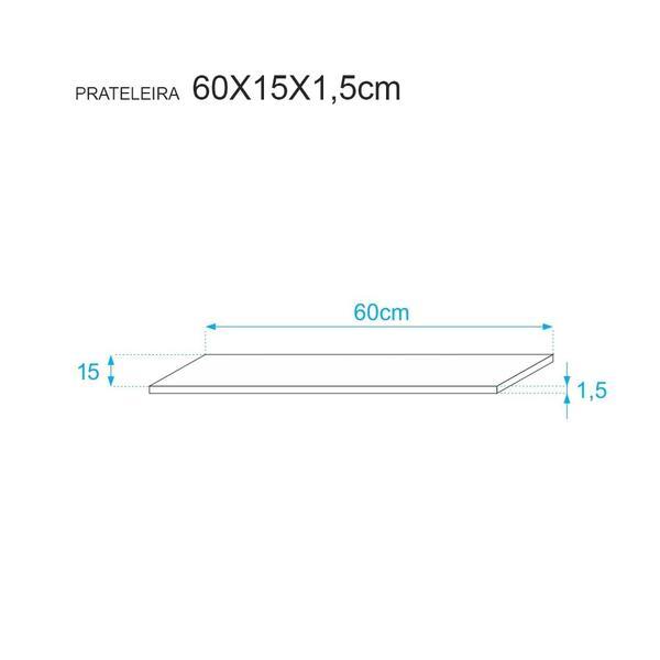 Kit 3 Prateleiras com Suporte Invisível 60x15 cm Branco
