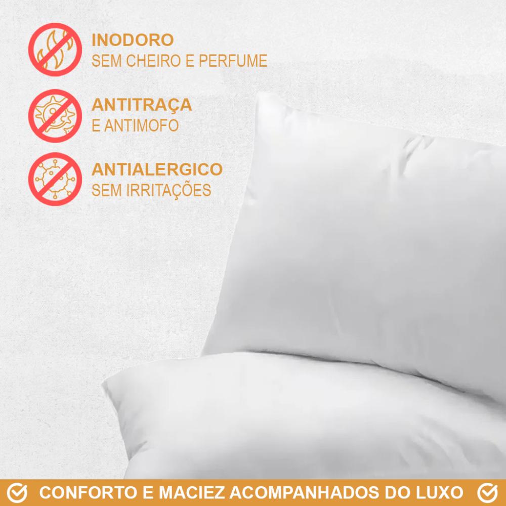 Kit 4 Travesseiros Ant 100% Fibra Siliconada Pura 50x70cm