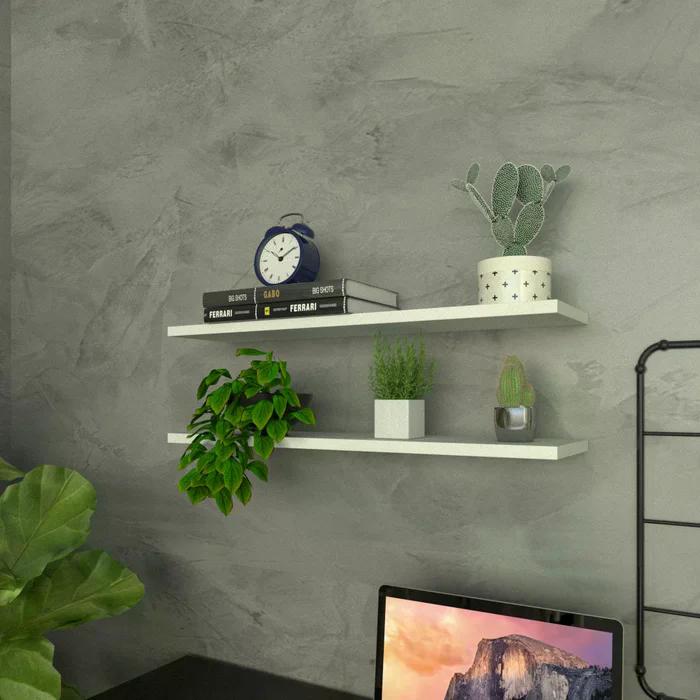 Kit Com 2 Prateleiras 60 X 15mm Suporte Invisível Cor Branco