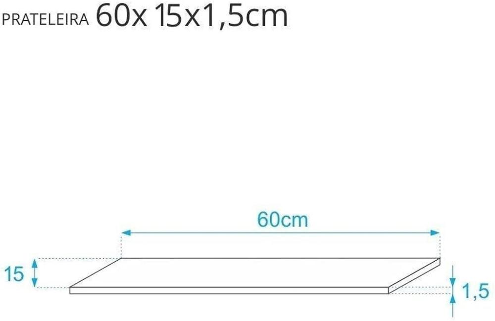 Kit Com 2 Prateleiras 60 X 15mm Suporte Invisível Cor Branco