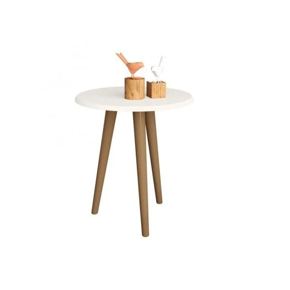 Mesa Lateral Retrô Brilhante Off White