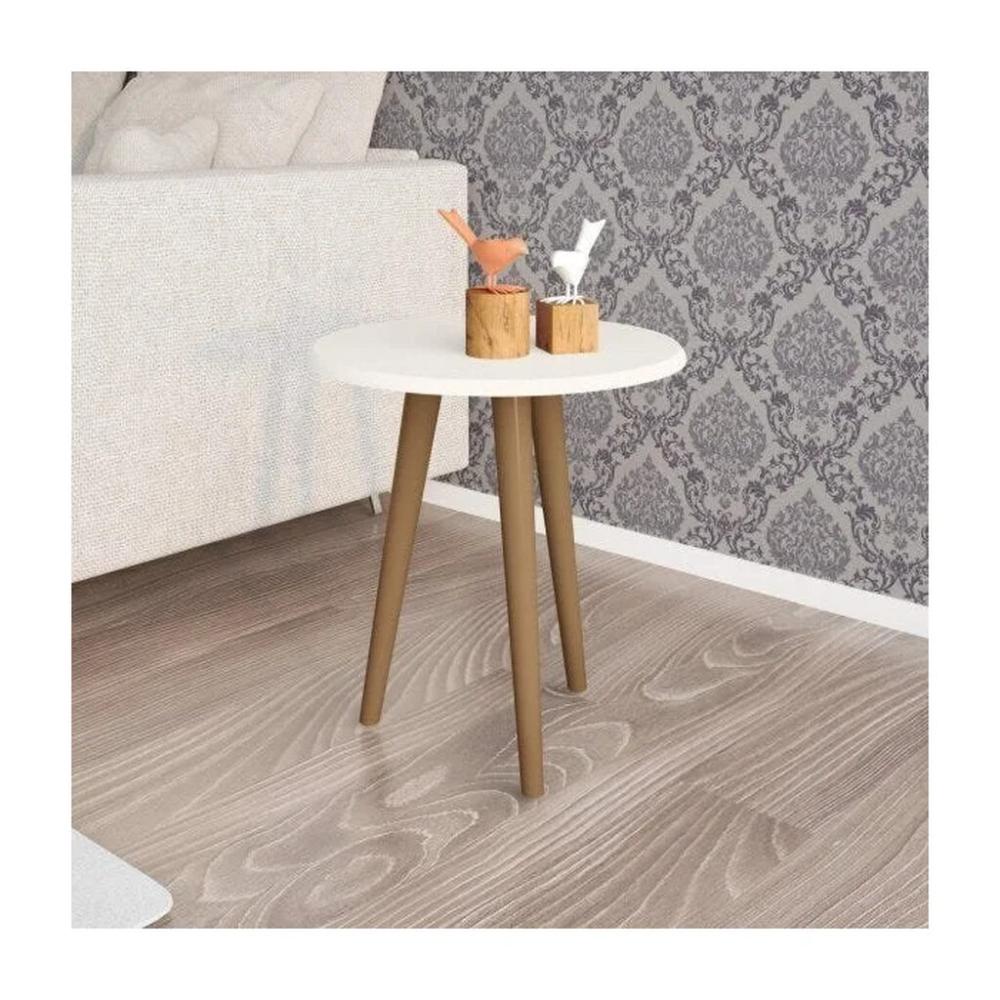Mesa Lateral Retrô Brilhante Off White