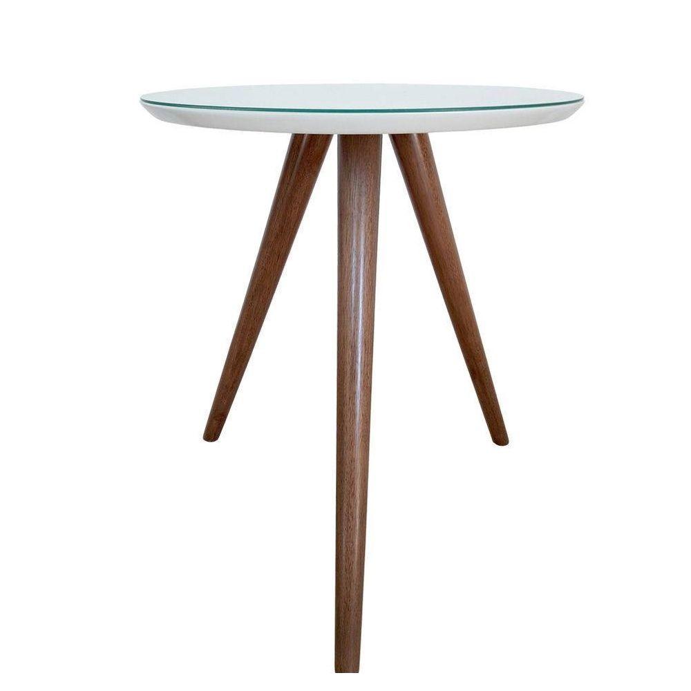 Mesa Lateral de Canto Pé Palito Branca 50 cm