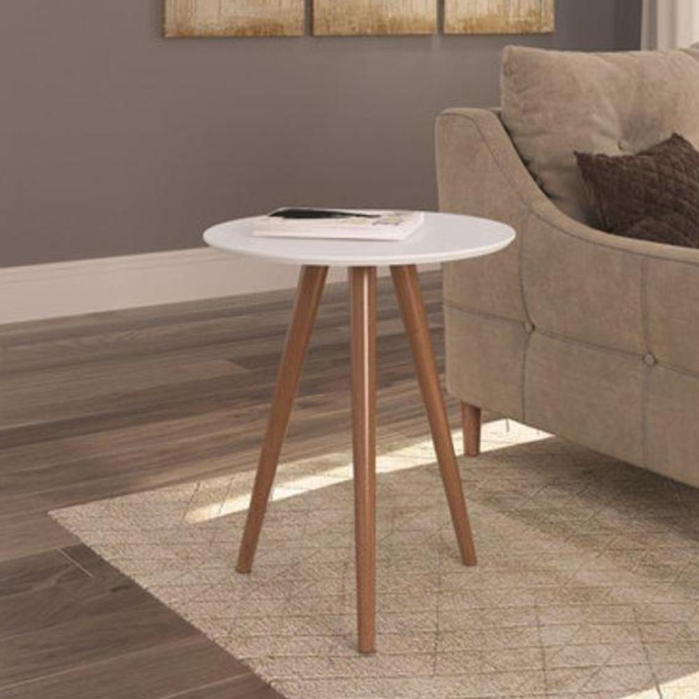 Mesa Lateral de Canto Pé Palito Branca 50 cm