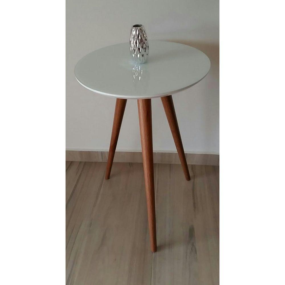 Mesa Lateral de Canto Pé Palito Off White 45 cm