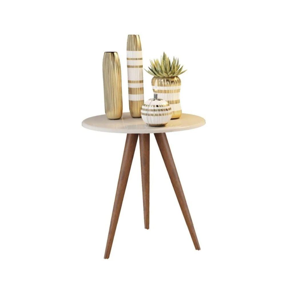 Mesa Lateral de Canto Pé Palito Off White 45 cm