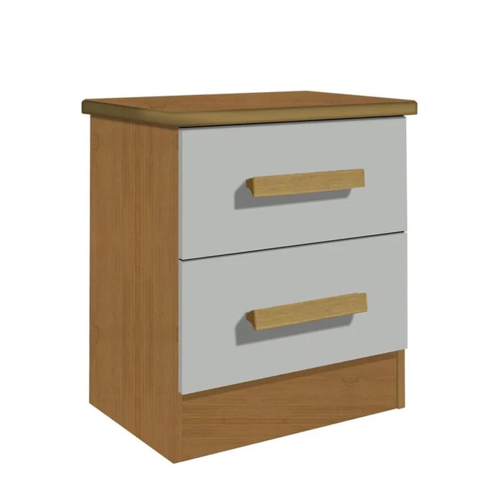 Mesa de Cabeceira 2 Gavetas New Athos D'Doro Cinamomo Off White
