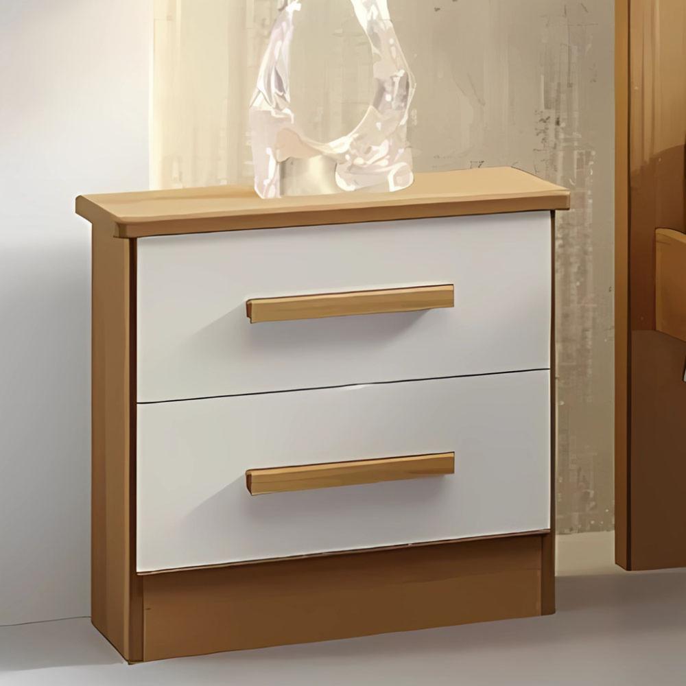 Mesa de Cabeceira 2 Gavetas New Athos D'Doro Cinamomo Off White