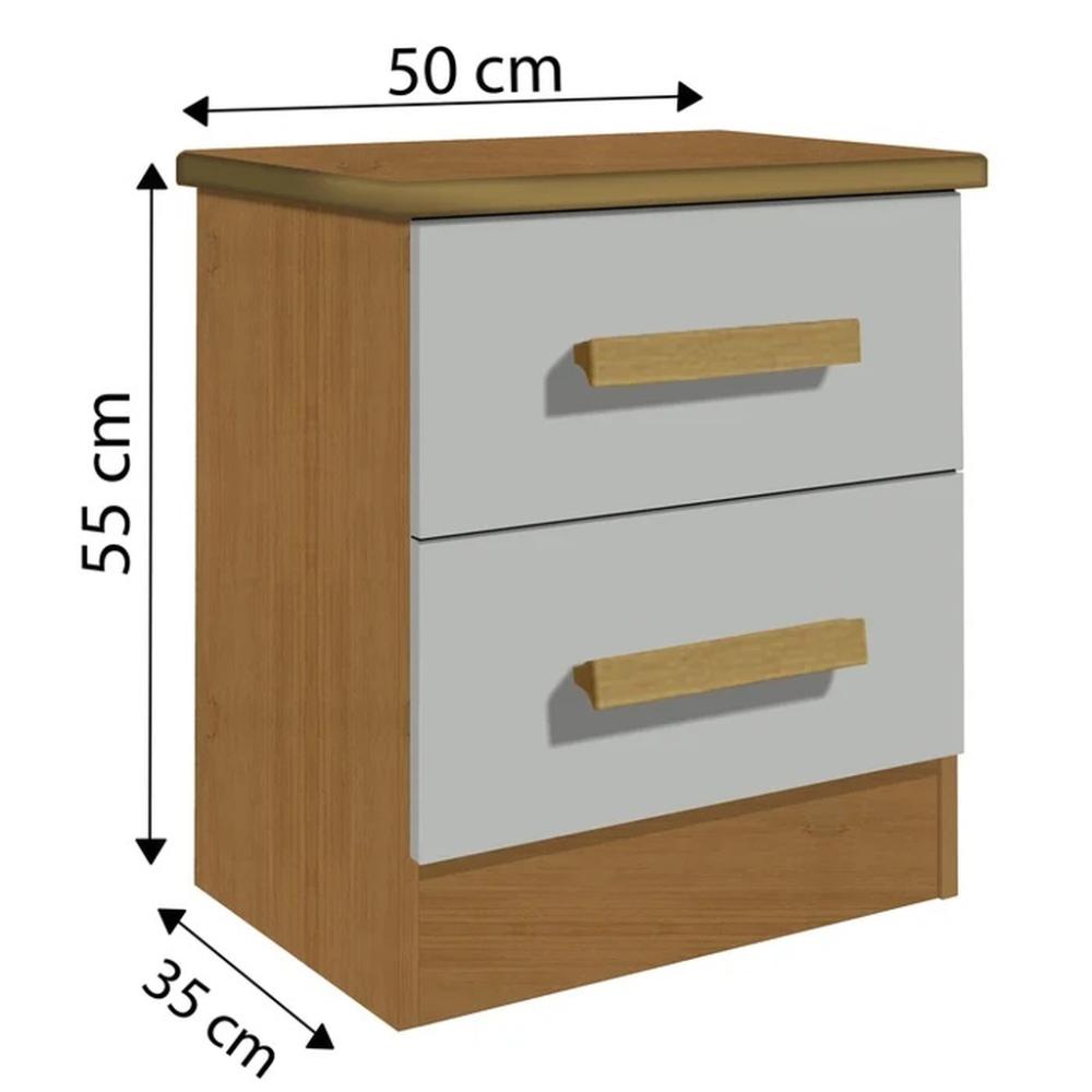 Mesa de Cabeceira 2 Gavetas New Athos D'Doro Cinamomo Off White