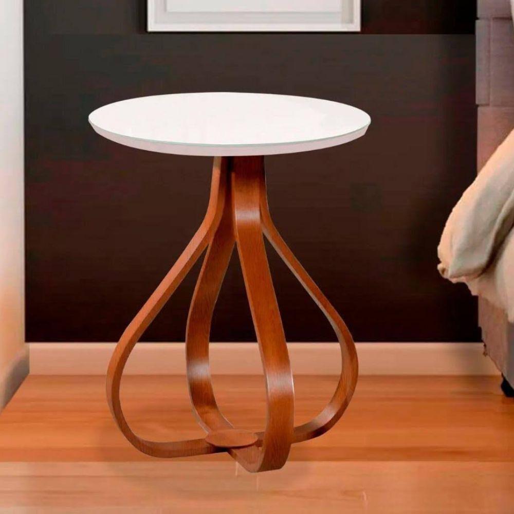 Mesa de Canto Bella Redonda Off White 70 cm