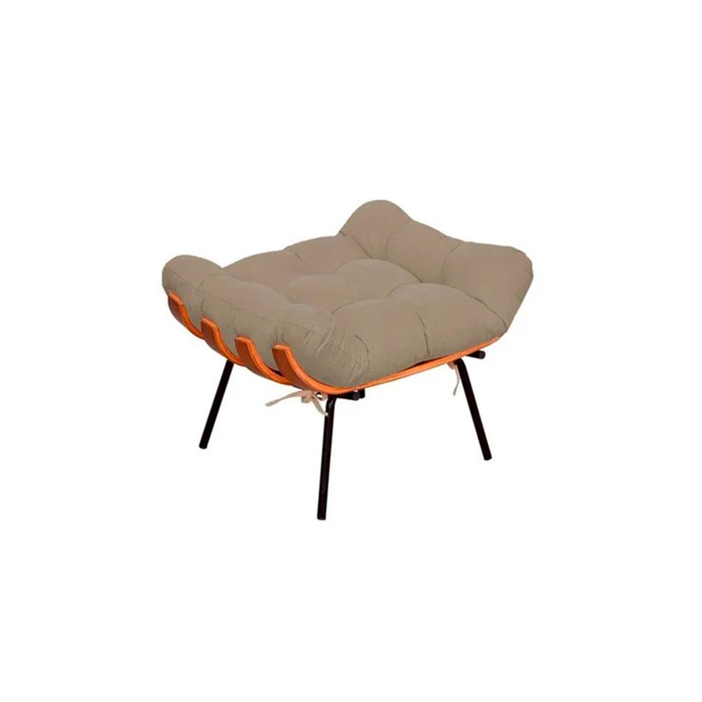 Poltrona Costela Com Puff Tecido Veludo Cappuccino