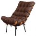 Poltrona Costela Couro Marrom Metal Preto