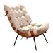 Poltrona Costela Linho Off White Metal Preto