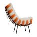 Poltrona Costela Linho Off White Metal Preto