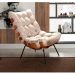 Poltrona Costela Linho Off White Metal Preto