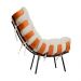 Poltrona Costela Linho Off White Metal Preto