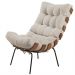 Poltrona Costela Linho Off White Metal Preto