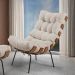 Poltrona Costela Linho Off White Metal Preto