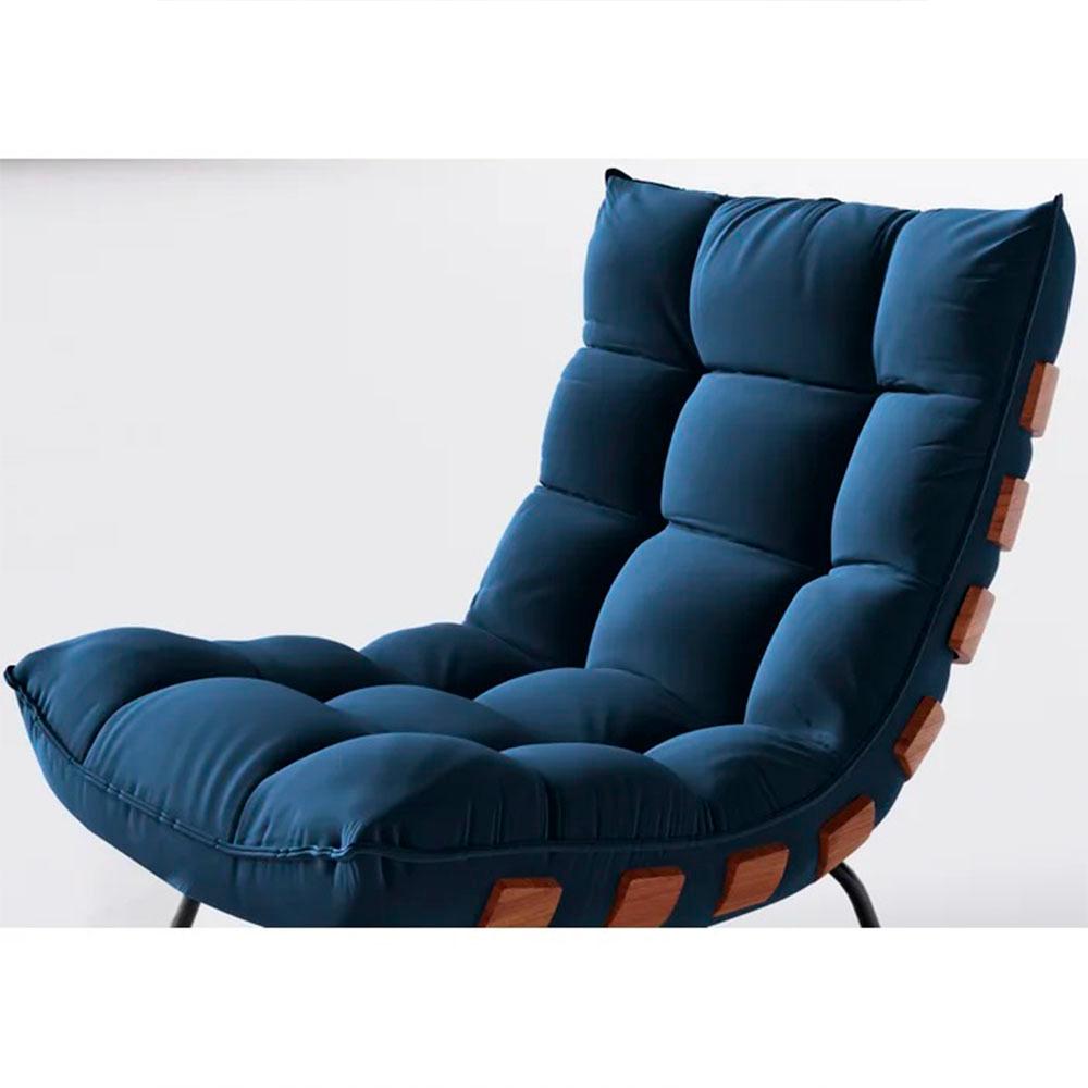 Poltrona Costela Tecido Veludo Azul Marinho
