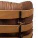 Poltrona Costela com Puff Couro Caramelo Metal Preto