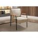 Poltrona Decorativa Jade Tecido Linho Bege e Metal Preto