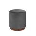 Puff Barcelona Decorativo Veludo Cinza Chumbo e Base Madeira