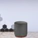 Puff Barcelona Decorativo Veludo Cinza Chumbo e Base Madeira